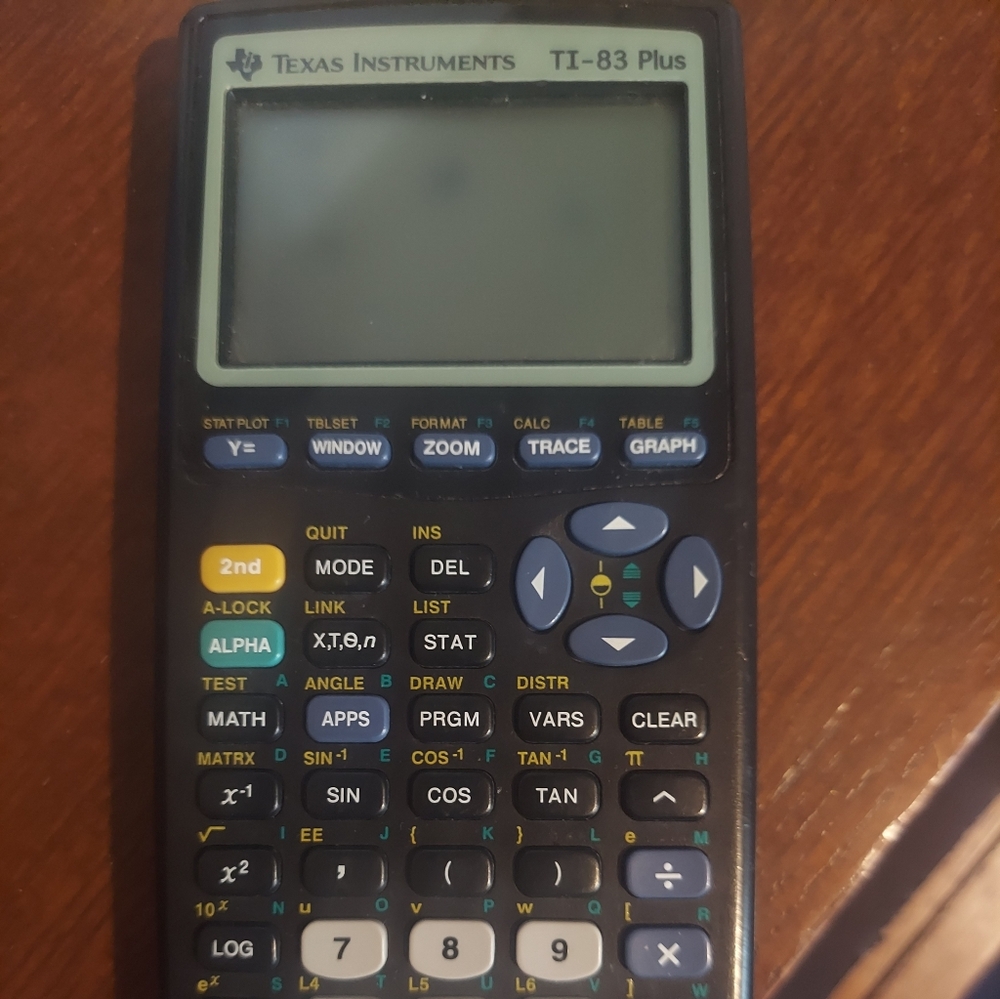 Texas Instruments TI-83 Plus Black Graphing Calculator with Blue and Yellow Keys
